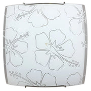 Plafoniera 1xE27 Montatura Bianca Vetro Lastra Serigrafato Fiore E-Energy Delia