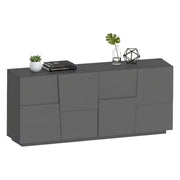 Credenza Arda, Buffet da soggiorno, Madia da salotto moderna con 4 ante, 200x44h86 cm, Antracite