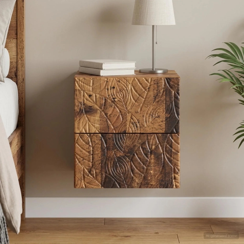 Mobiletto da notte a muro Legno antico 34,5 x 33 x 40 cm 898821