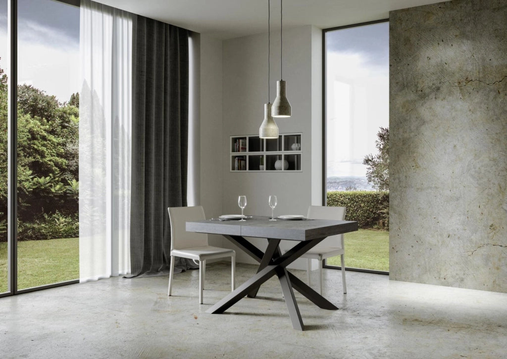 Tavolo allungabile 90x130/390 cm Volta Premium cemento telaio Antracite