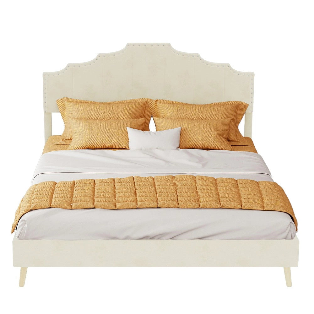 Letto Contenitore Imbottito ¨C MINIMAL ¨C Beige 140x200 con Materasso, Testiera, Multistrato