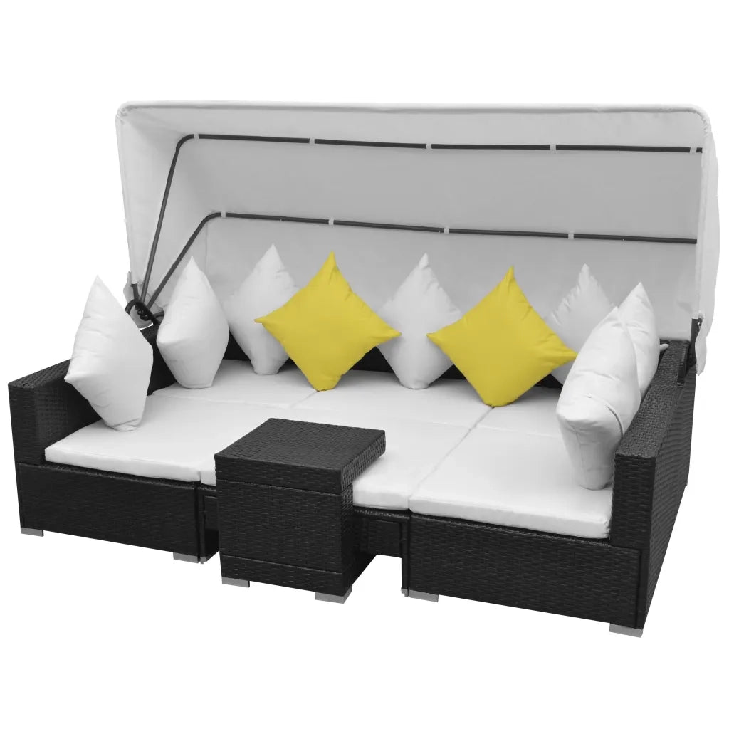Set Divani da Giardino 7 pz con Tettoia in Polyrattan Nero cod mxl 41731