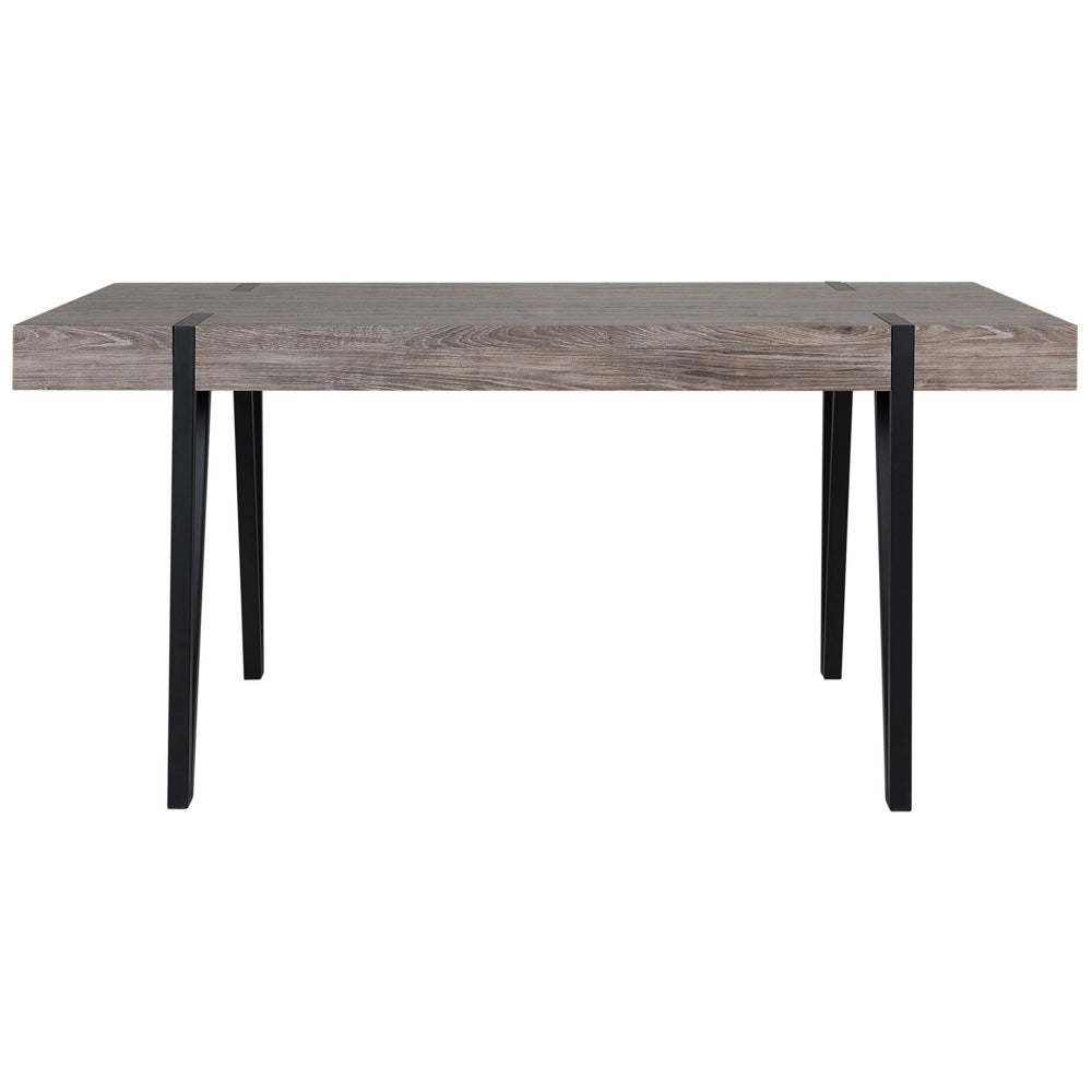 Tavolo da pranzo Piano in legno scuro Gambe a forcina in metallo Nero 150 x 90 cm Stile industriale rettangolare