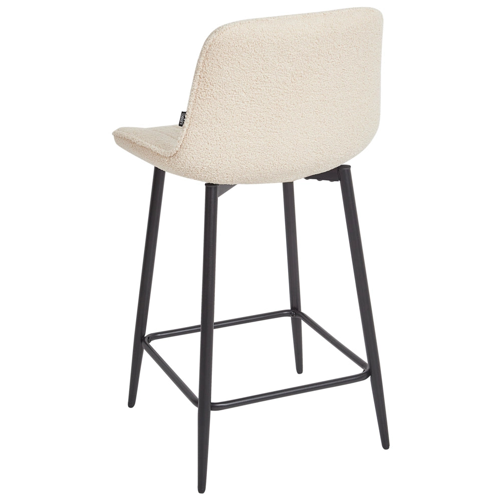 Set di 2 sedie da bar Beige chiaro senza braccioli Boucle nero Gamba d'acciaio Design moderno Sedute per la sala da pranzo