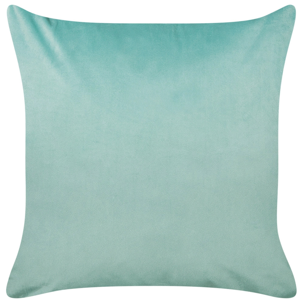 Set di 2 cuscini in velluto verde ricamati con motivo con pesciolini 45 x 45 cm morbida imbottitura