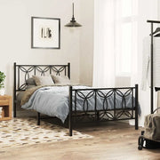 Giroletto con Testiera e Pediera Metallo Nero 100x200 cm 376141