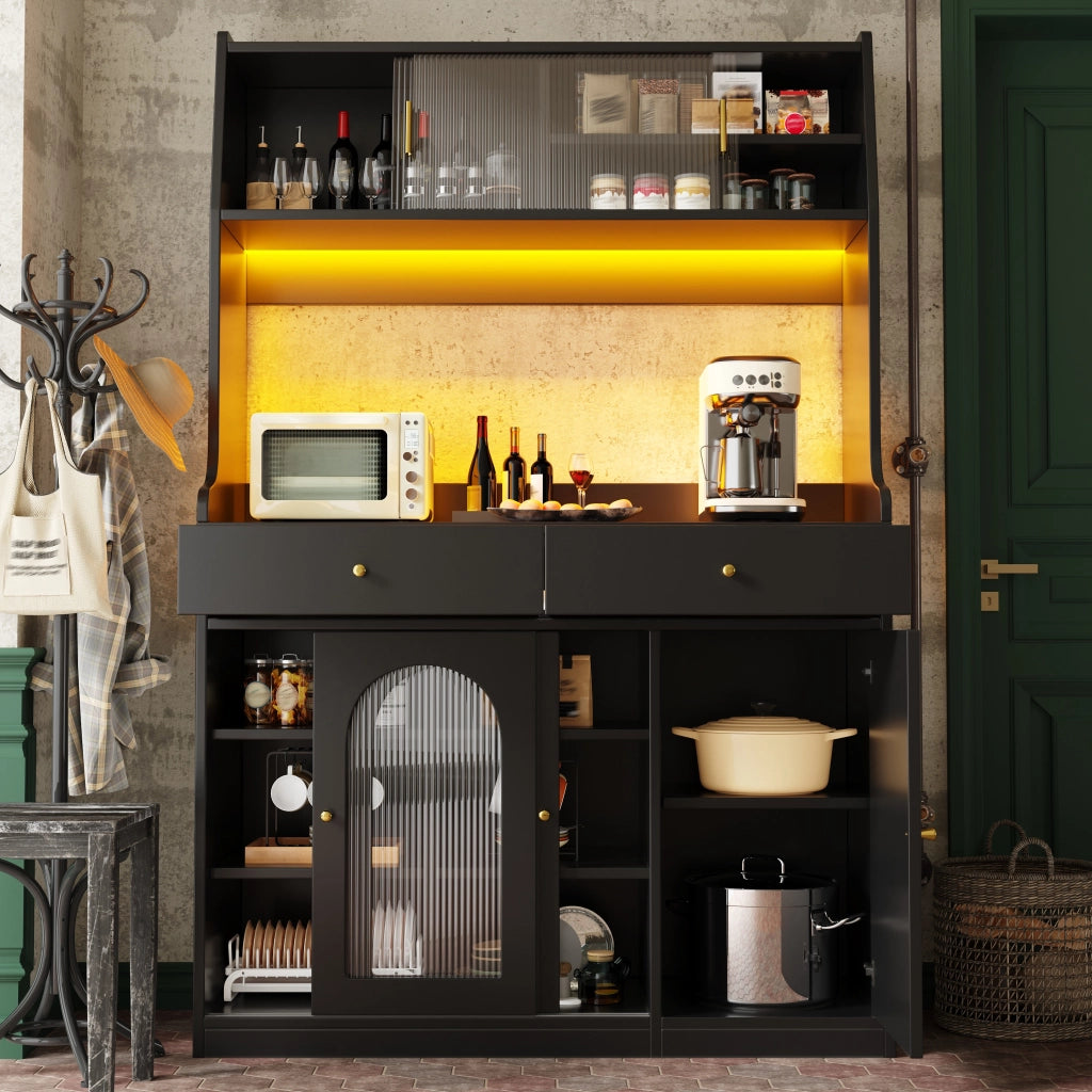 ARMADIO ALTO 120x40x180 cm Nero con LED e 2 cassetti