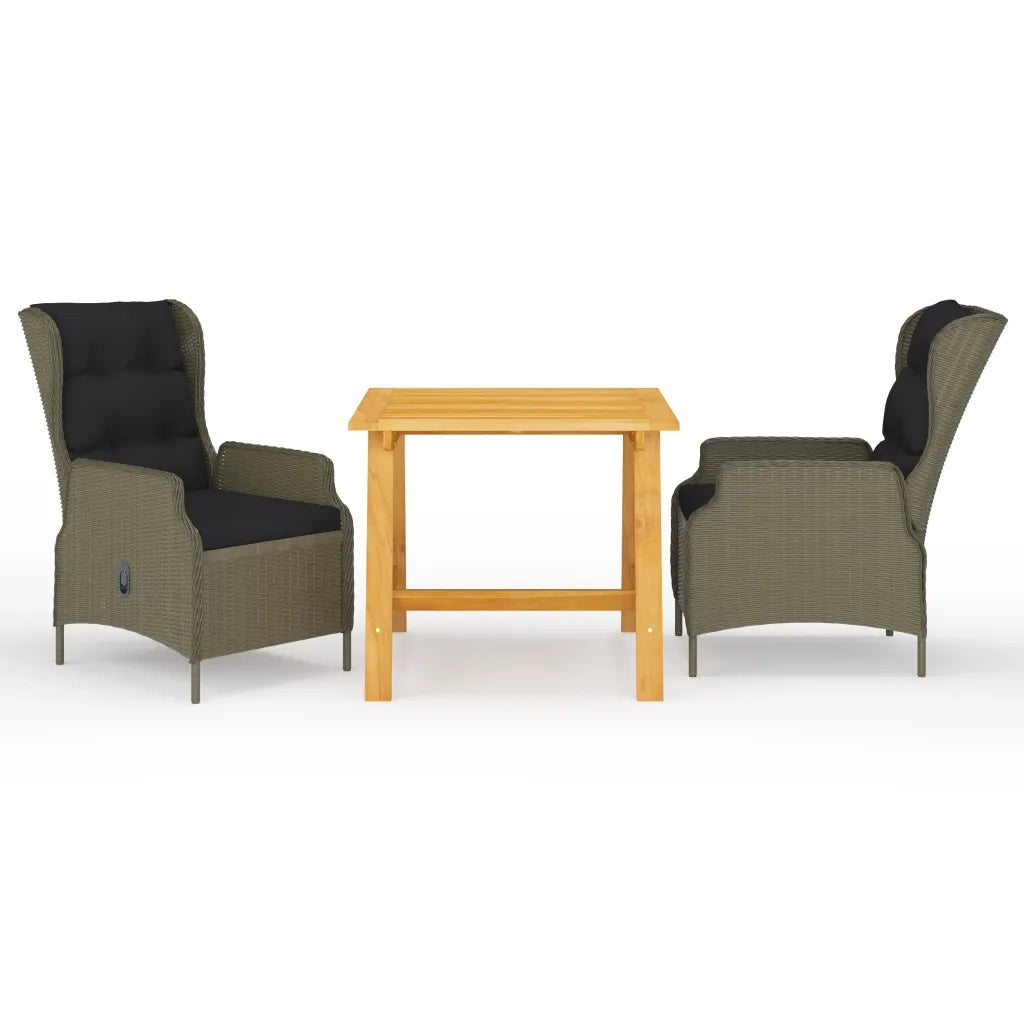 Set Mobili da Pranzo per Giardino 3 pz Marrone cod mxl 36070