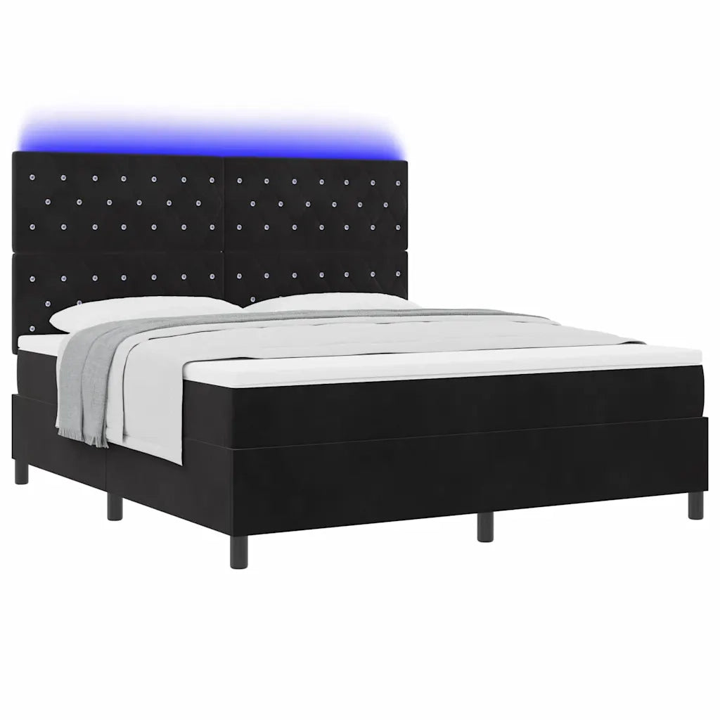 Letto a Sorgente LED con materasso Nero 180 x 200 cm Velluto 3343264