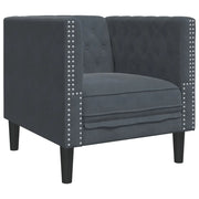 Poltrona | Sedia Relax Chesterfield Grigio Scuro in Velluto