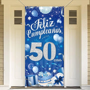 Decorazione di Compleanno per Tavolo - Tovaglia - 185 x 90 cm - Fondo - Zaffiro/Azzurro