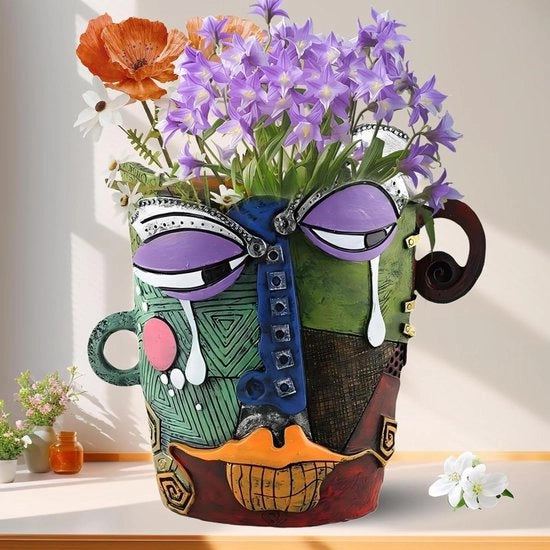 Vaso di Fiori Astratto con Foro di Scarico - Pianta Succulenta Unica per Interni