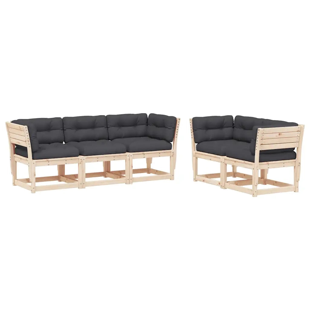 Set Divani Giardino 5 pz con Cuscini in Legno Massello di Pinocod mxl 112285