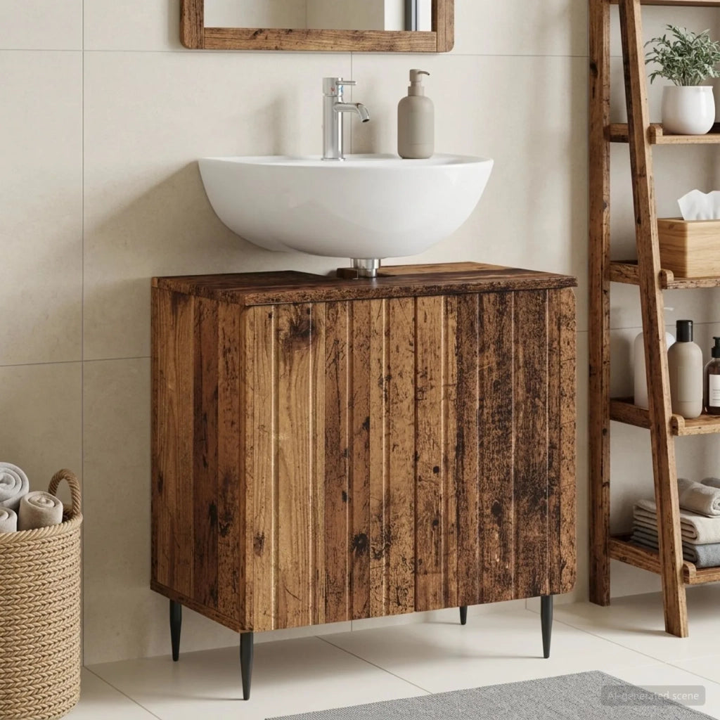 Armadio per Lavabo da Bagno ZWOLLE Legno antico 896353