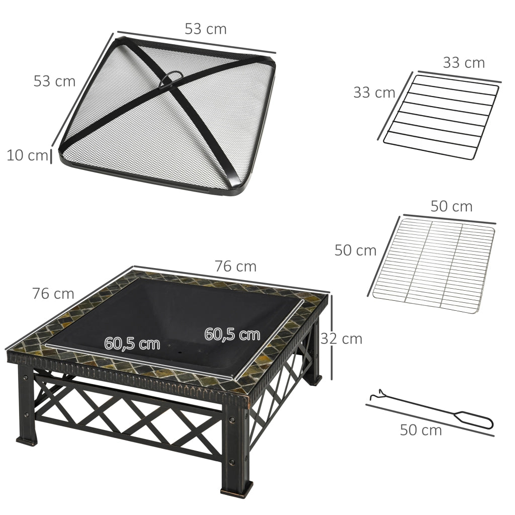 Braciere BBQ 3 in 1 con Griglia e Secchio ¨C Zephmum ¨C Nero 76x76x47 cm