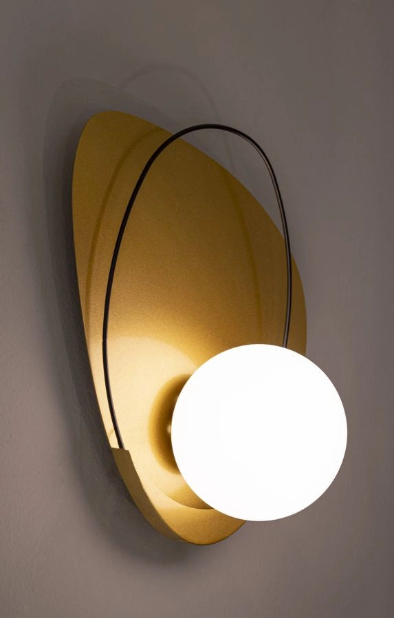 Lampada da Muro Circly 28x17x32 cm in Vetro e Ferro Oro e Nero e Bianco