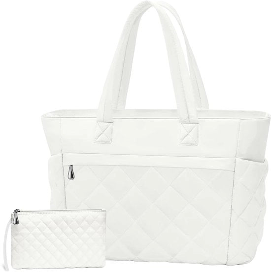 Borsa grande per donne, Borsa da spalla per donne - Borsa da spalla grande, imbottita, con borsa per portafoglio, tasche da spalla imbottita, borsa leggera per viaggi, lavoro