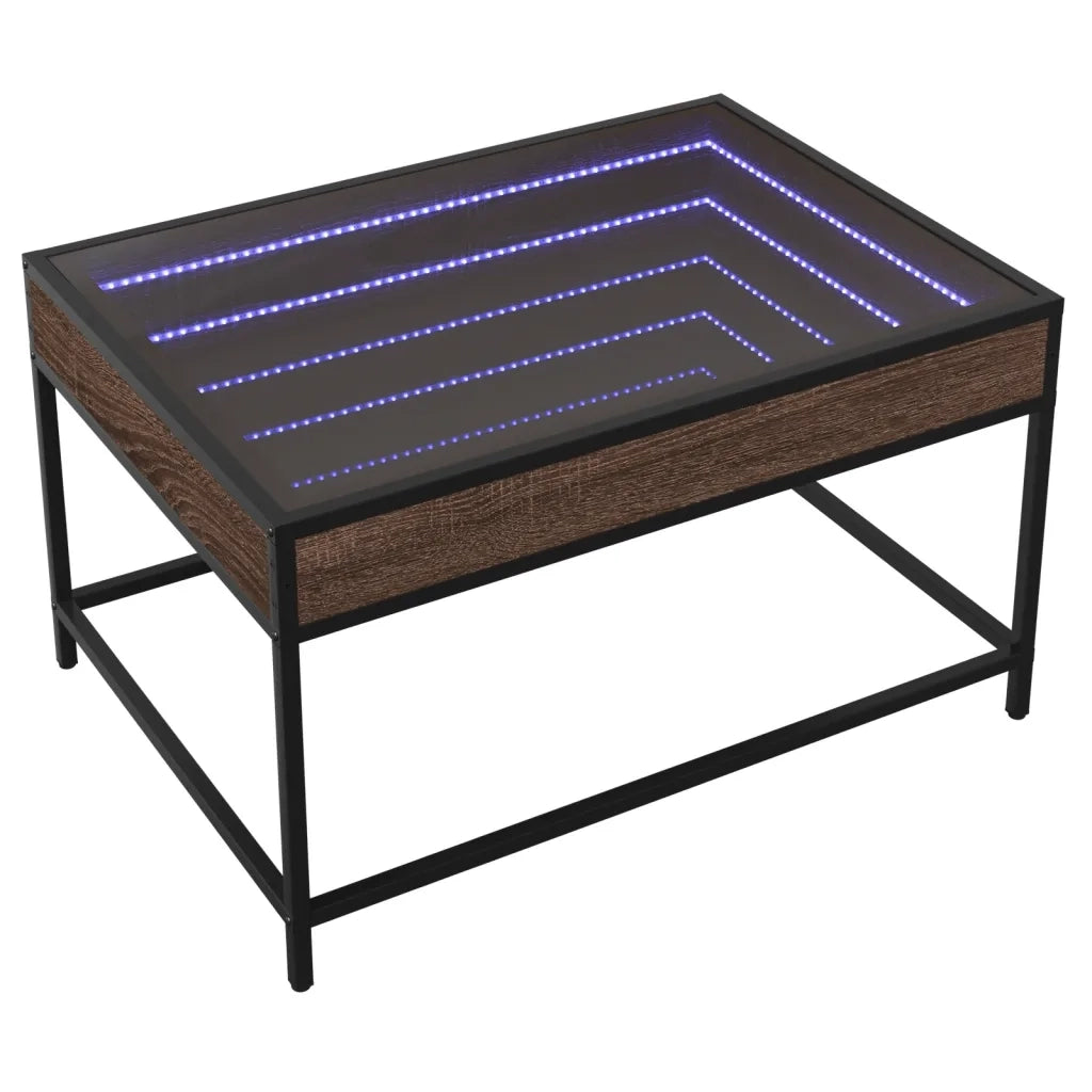vidaXL Tavolino da Salotto con LED Infinity Rovere Marrone 70x50x41 cm