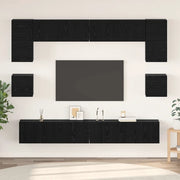 Set mobile TV 8 pz-Credenza per TV Rovere Nero Legno multistrato 372933