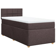 Letto singolo | Letto per adulti | Giroletto a Molle con Materasso Marrone Scuro 80x200 cm Tessuto