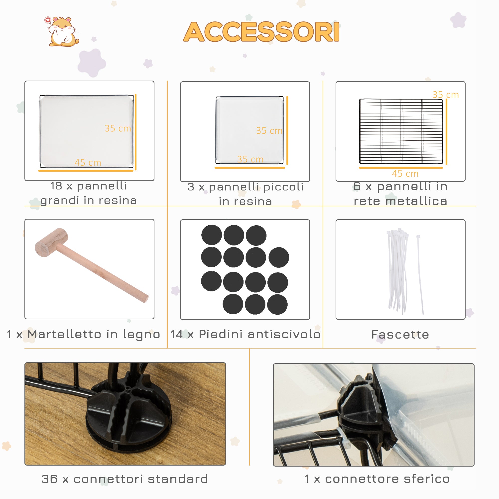 Recinto Modulare per Conigli e Animali di Piccole Dimensioni in Acciaio e Resina Nero