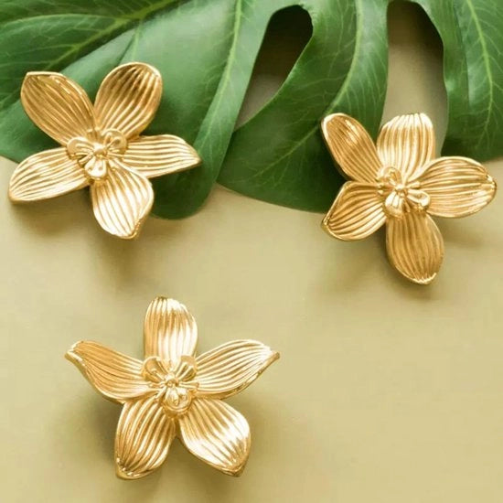 Set di maniglie decorativi a fiori - 4 pezzi - Maniglie di mobili con foro singolo - Decorazione per la casa - Accessori in acciaio inox - Adatto per armadi, comodini, cassetti e armadi a muro