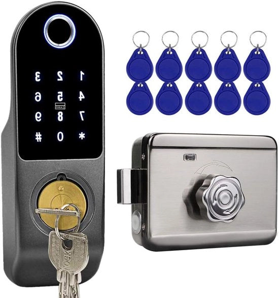 Deurslot Buitendeur - Smartlock - Deurslot Sottile Con Rilevamento Della Pressione Della Maniglia - Codeslot - Deurslot Elettrico Con Codice Di Accesso - Intelligent Lock - Acciaio Inossidabile - Grigio - 28cm x 22cm x 9cm