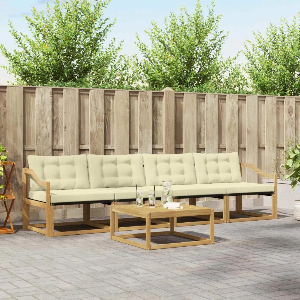 Set di divani da esterno 5 pcs Bianco e Crema 79 x 79 x 37 cm