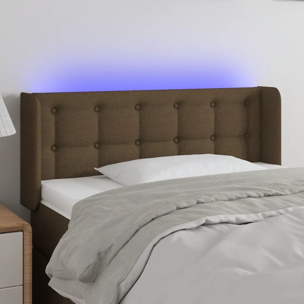 Testiera | Testata a LED Marrone Scuro 103x16x78/88 cm in Tessuto