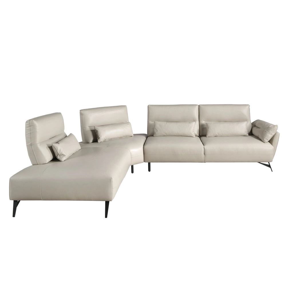 Divano chaise longue sinistro in pelle sabbia