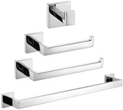 Accessori da bagno 4 pezzi in acciaio inox SUS 304, contenitore per il rotolo del water, supporto per asciugamano, 50 cm, attacco per doccia, anello per asciugamano, fissaggio alla parete, superficie lucidata