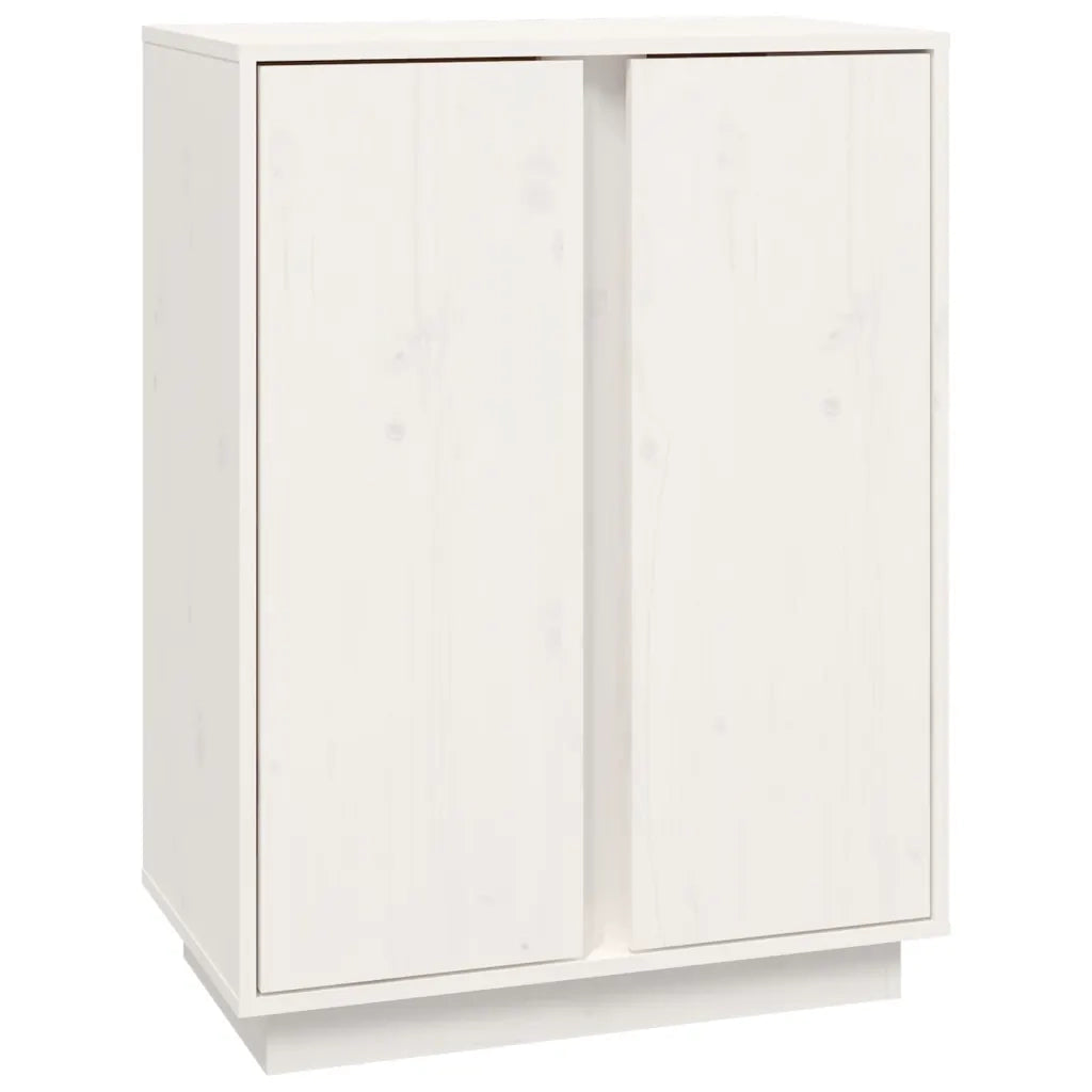 Credenza Bianca 60x35x80 cm in Legno Massello di Pino