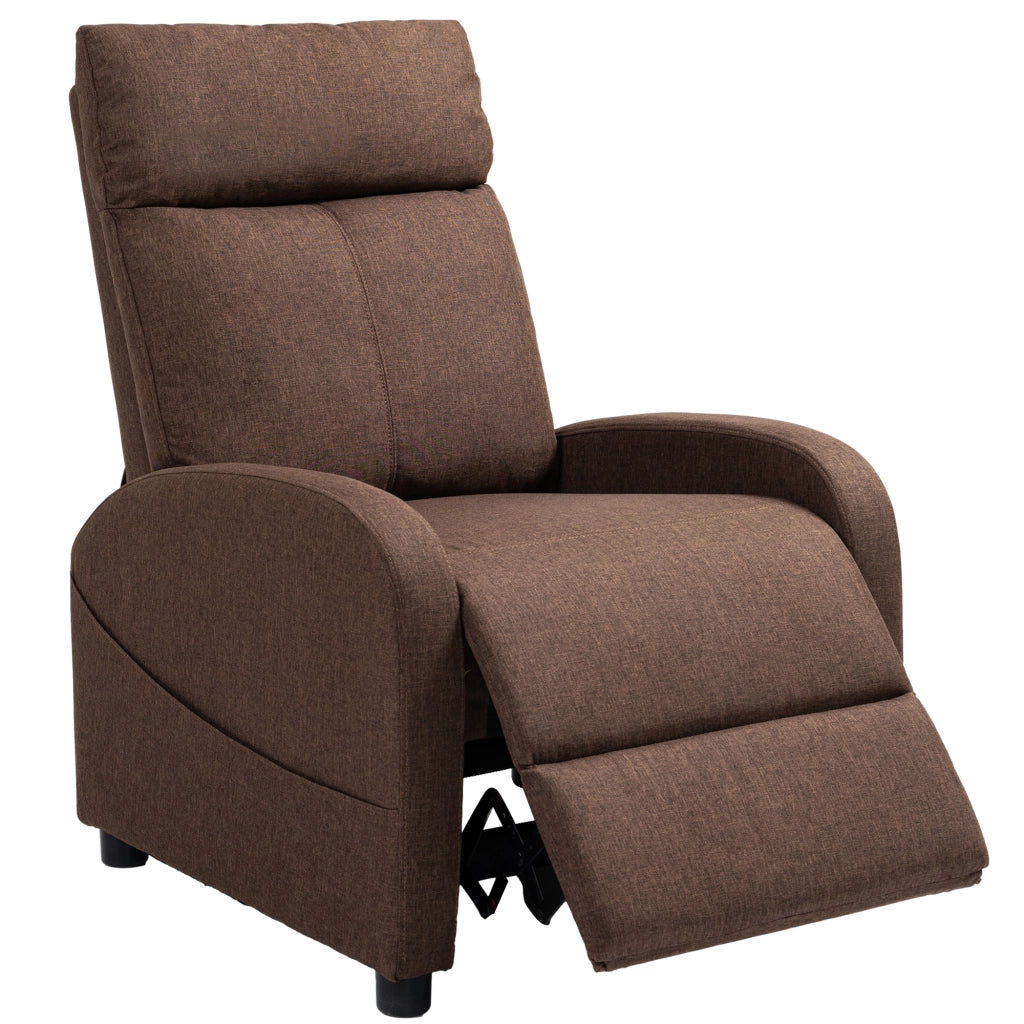 Poltrona Relax Reclinabile con Poggiapiedi ¨C Xylo ¨C Tessuto Effetto Lino Marrone 69x85x100 cm
