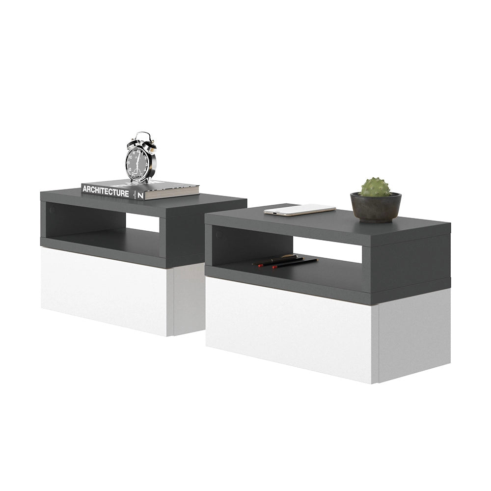 Vicco Comodino camera da letto Antracite 45 x 28 cm Set di 2
