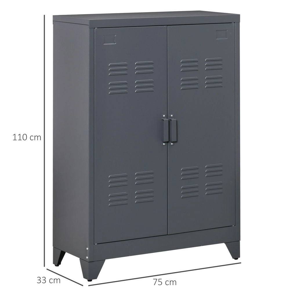 MOBILETTO MULTIUSO A 2 ANTE STILE INDUSTRIAL 75X33X110 CM GRIGIO