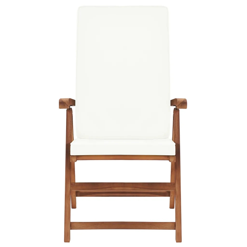 Sedie da Giardino con Cuscini 2 pz Legno Massello di Teak Crema 48983