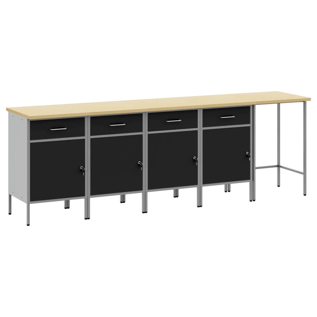Set di mobili da lavoro con cassetto 5 pcs Nero e Grigio 3321392