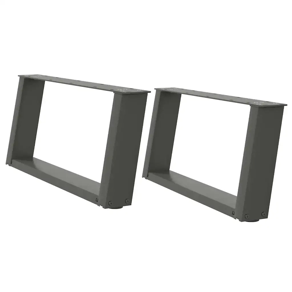 vidaXL Gambe per Tavolino da Caffè a Forma di U 2 pz Antracite 60x(30-31) cm Acciaio