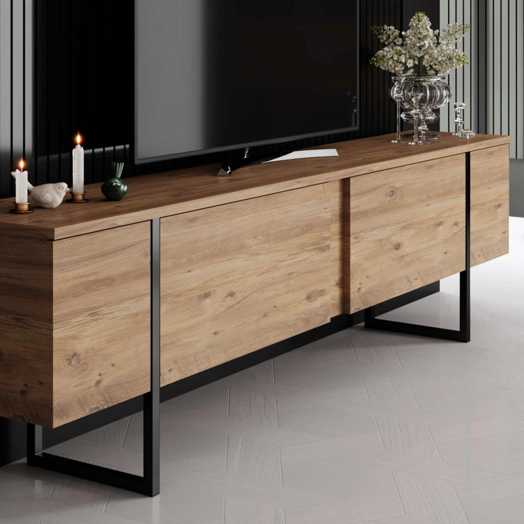 Porta TV in legno "Luxe" - 180 x 30 x 50 cm - Marrone