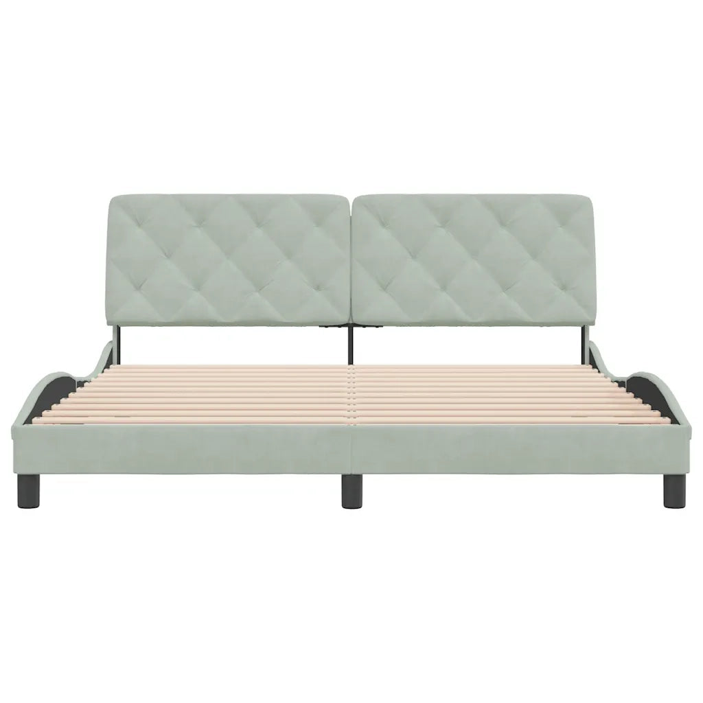 Giroletto senza Materasso Grigio Chiaro 180x200 cm Velluto