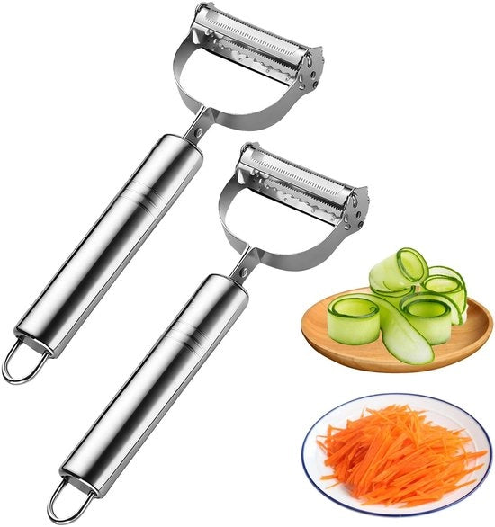 Schiller 2 in 1 per Verdure e Aromi - Acciaio Inossidabile - Manico Ergonomico - 2 Pezzi - Schiller per Verdure