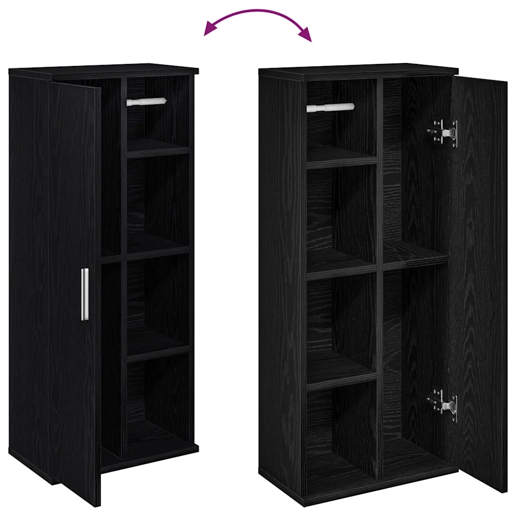 Mobile da Bagno | Armadio da bagno con Portarotolo Nero 39x22x90 cm