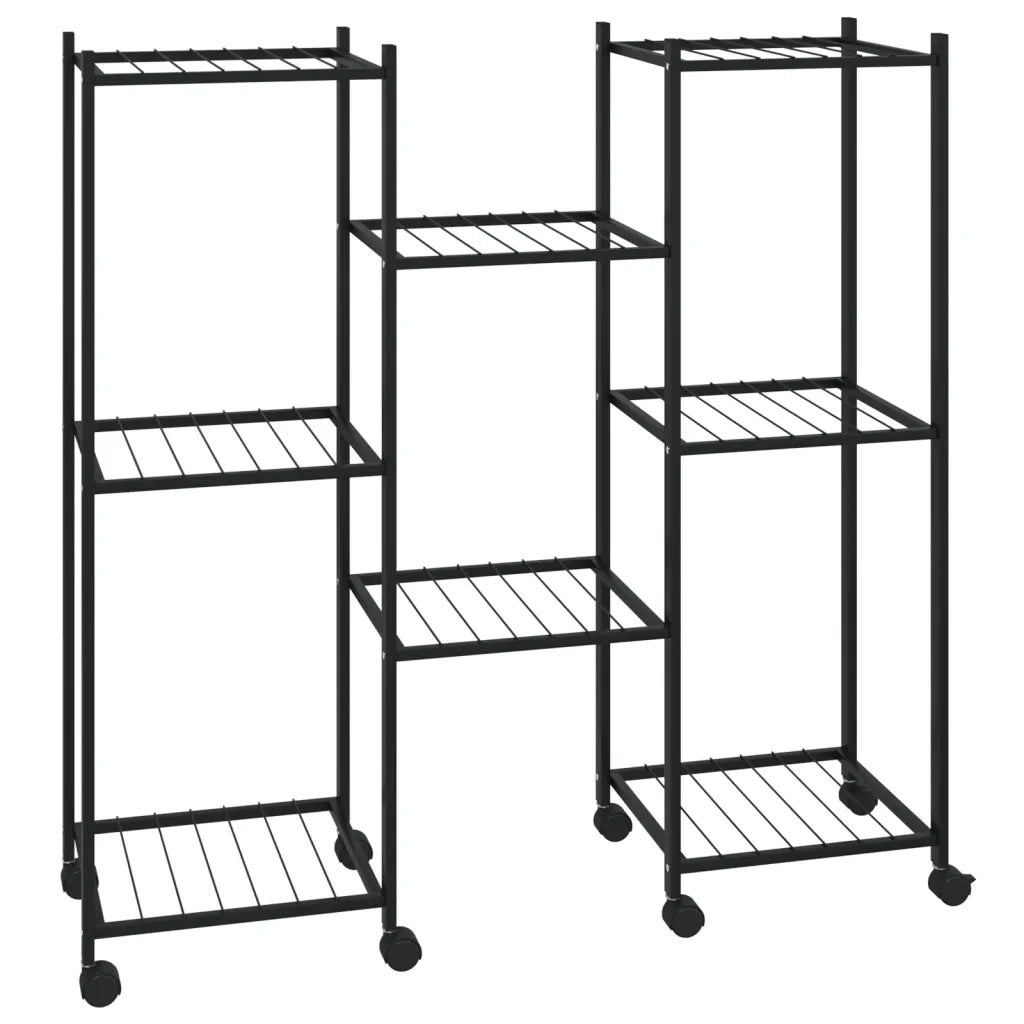 Portafiori | Sostegno per piante con Ruote 83x25x83,5 cm Ferro Nero