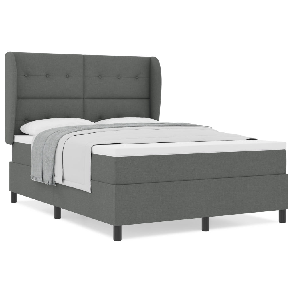Letto con Box Spring e Materasso - Grigio Scuro, 160x200 cm Tessuto