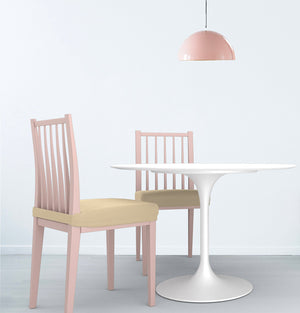 Set 2 Coprisedie Elasticizzati in Poliestere Panna