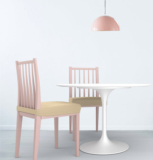 Set 2 Coprisedie Elasticizzati in Poliestere Panna