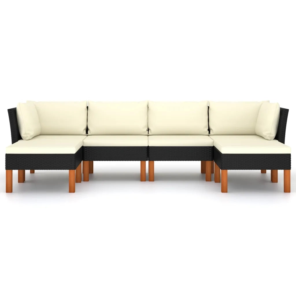 Set Divani da Giardino 6 pz con Cuscini in Polyrattan Nero cod mxl 36240