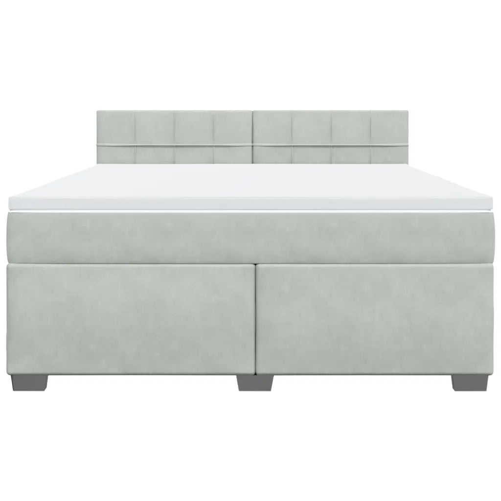 Giroletto a Molle con Materasso Grigio Chiaro 180x200cm Velluto