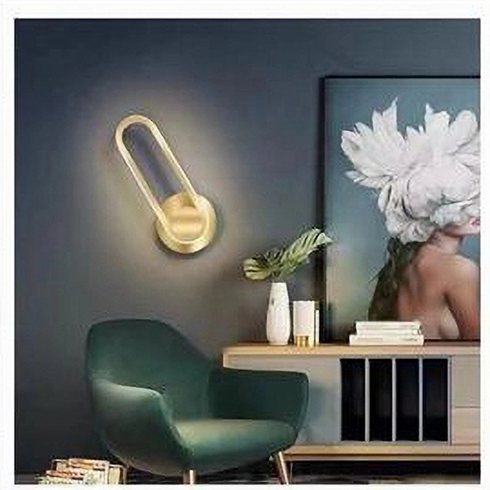 Trade Shop - Applique Da Parete Led 13 Watt Ovale Verticale Orientabile Oro Luce Fredda 50353 -