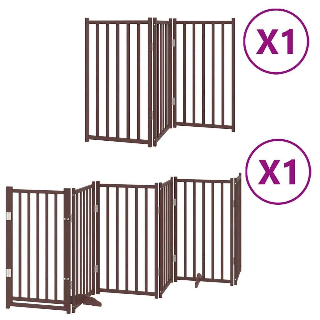 Cancelletto di sicurezza per animali domestici porta pieghevole 9 pannelli legno di pioppo marrone 02_0023271
